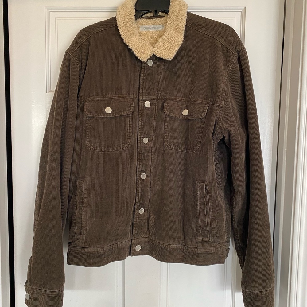 Thrifted Men's Brown Sherpa-Lined Jacket